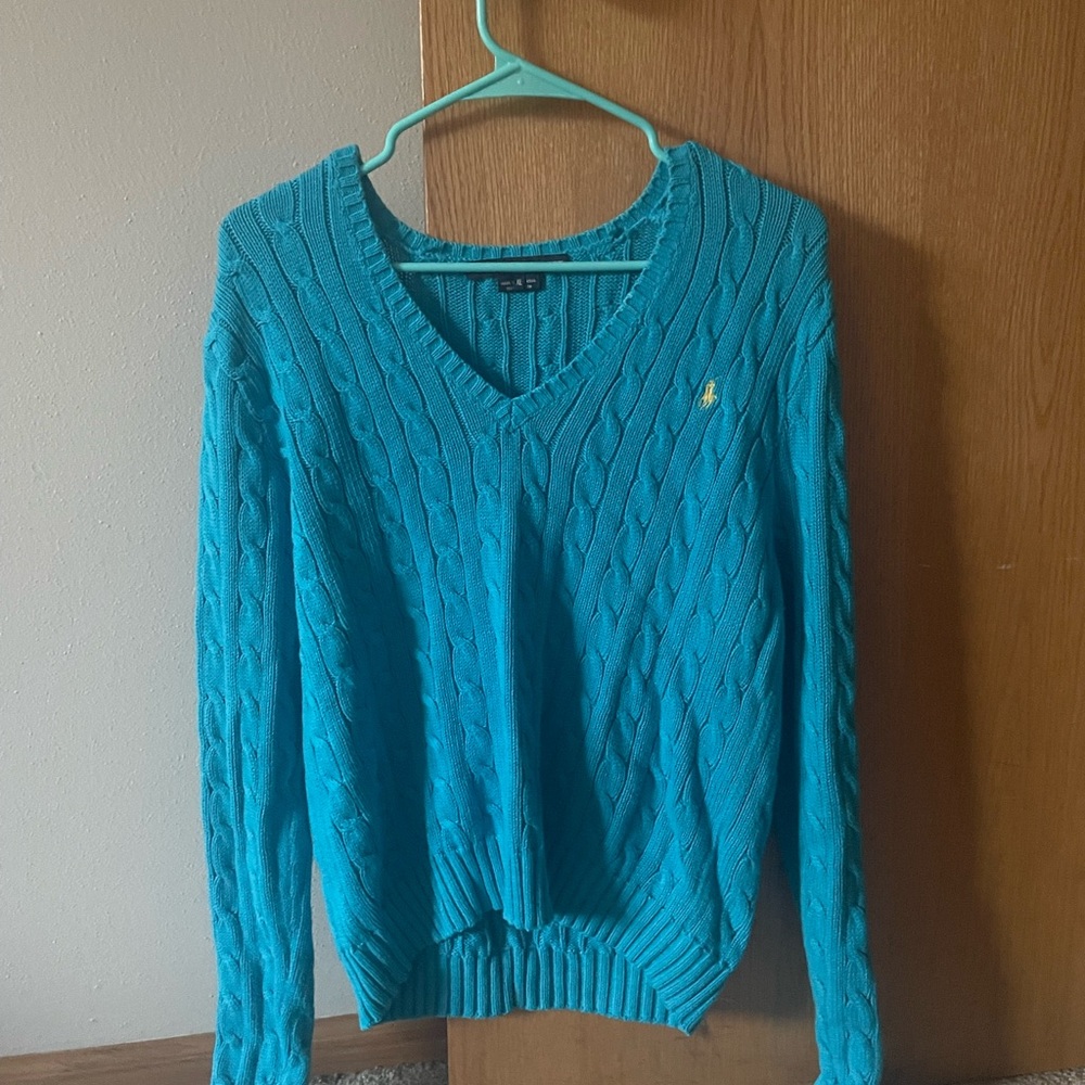 Ralph Lauren Turquoise Cable Knit Sweater
